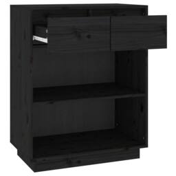 Berkfield Home Console Cabinet Black 60x34x75 cm Solid Wood Pine - Size: 60 x 34 x 75 cm - thumbnail 6