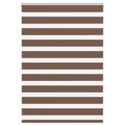 Berkfield Home Zebra Blind Brown 100x100 cm Fabric Width 95.9 cm Polyester - thumbnail 1