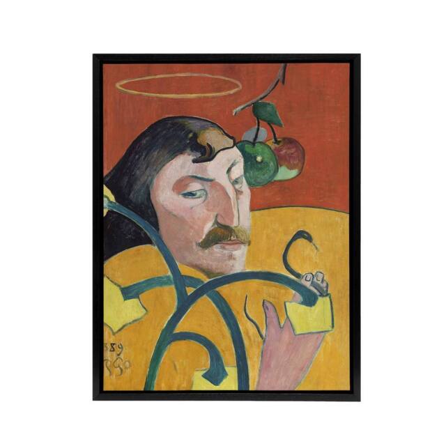 "Artery8 Self Portrait with Halo & Snake Gauguin Framed Canvas Wall Art Print - Size: W12"" x H16""" - image 1