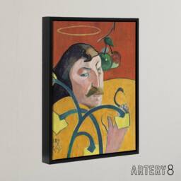 "Artery8 Self Portrait with Halo & Snake Gauguin Framed Canvas Wall Art Print - Size: W12"" x H16""" - thumbnail 2