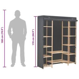 Berkfield Home Wardrobe Grey 135x40x170 cm Fabric - Size: 135 x 40 x 170 cm - thumbnail 7