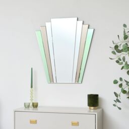 Melody Maison Green & Mocha Glass Art Deco Fan Wall Mirror 75cm X 68cm - Size: 75 cm X 68 cm - thumbnail 6