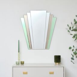Melody Maison Green & Mocha Glass Art Deco Fan Wall Mirror 75cm X 68cm - Size: 75 cm X 68 cm - thumbnail 4