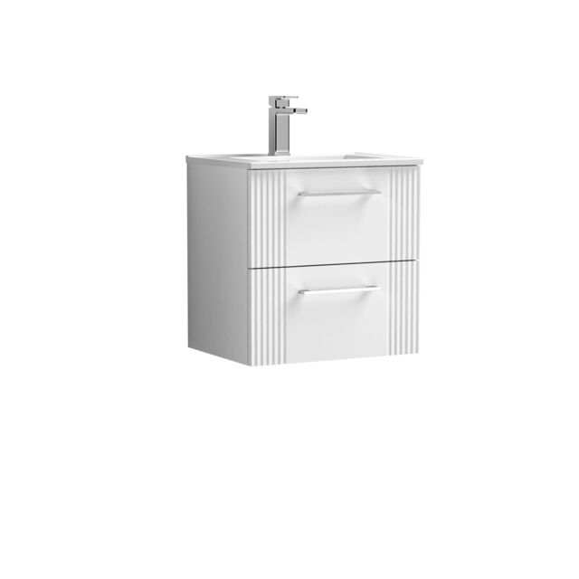 Balterley Wall Hung 2 Drawers Vanity Unit - Minimalist Basin 500mm, Satin White - image 1