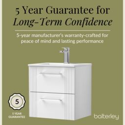 Balterley Wall Hung 2 Drawers Vanity Unit - Minimalist Basin 500mm, Satin White - thumbnail 6