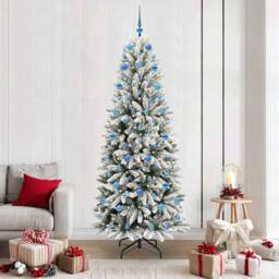 Berkfield Home Green Artificial Christmas Tree with 300 LEDs White 78 x 78 x 210 cm - thumbnail 2