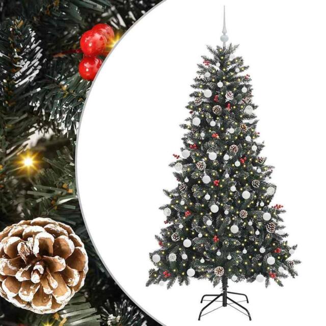 Berkfield Home Artificial Christmas Tree with 300 LEDs Green 99 x 99 x 180 cm - image 1