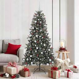 Berkfield Home Artificial Christmas Tree with 300 LEDs Green 99 x 99 x 180 cm - thumbnail 2