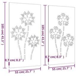 Berkfield Home Garden Wall Decorations 2pcs 105x55cm Corten Steel Flower Design in Brown - Size: 105x55 cm - thumbnail 8