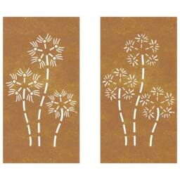 Berkfield Home Garden Wall Decorations 2pcs 105x55cm Corten Steel Flower Design in Brown - Size: 105x55 cm - thumbnail 4