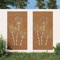Berkfield Home Garden Wall Decorations 2pcs 105x55cm Corten Steel Flower Design in Brown - Size: 105x55 cm - thumbnail 2