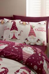 Catherine Lansfield Christmas Gonks Reversible Duvet Cover Set in Plum - Size: Double - thumbnail 3