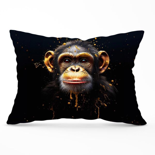 Warren Reed - Designer Splashart Cheeky Chimp Face Cushions in Orange - Size: 60 cm x 60 cm - image 1