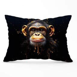 Warren Reed - Designer Splashart Cheeky Chimp Face Cushions in Orange - Size: 60 cm x 60 cm - thumbnail 1