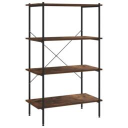 Berkfield Home 4-Tier Shelving Unit Black & Dark Wood 80x40x130 cm - Size: 80 x 40 x 130 cm - thumbnail 1