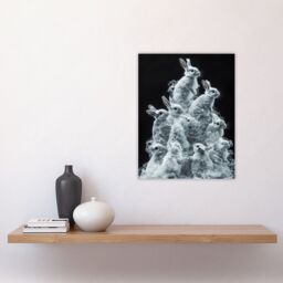 "Artery8 Pile Bundle of Cute Bunnies Smoke Effect Wall Art Print in White - Size: W12"" x H16""" - thumbnail 4