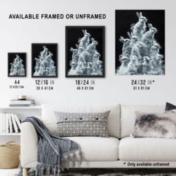 "Artery8 Pile Bundle of Cute Bunnies Smoke Effect Wall Art Print in White - Size: W12"" x H16""" - thumbnail 3