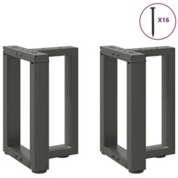 Berkfield Home Coffee Table Legs T-Shaped¬†2 pcs Anthracite 38x25x(42-43) cm Steel in Black - thumbnail 3