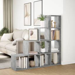 Berkfield Home Room Divider Bookcase 4-Tier Old Wood 143.5x29x143.5 cm Wood in Grey - thumbnail 4