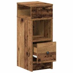 Berkfield Home Durable Bedside Cabinet with Drawer Old Wood 25x31x66 cm in Brown - Size: 25 x 31 x 66 cm - thumbnail 5