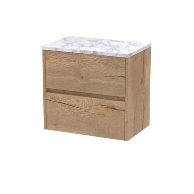 Balterley Chartley 2 Drawer Wall Hung Vanity Unit, Autumn Oak, 600mm in Brown - image 1