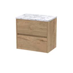 Balterley Chartley 2 Drawer Wall Hung Vanity Unit, Autumn Oak, 600mm in Brown