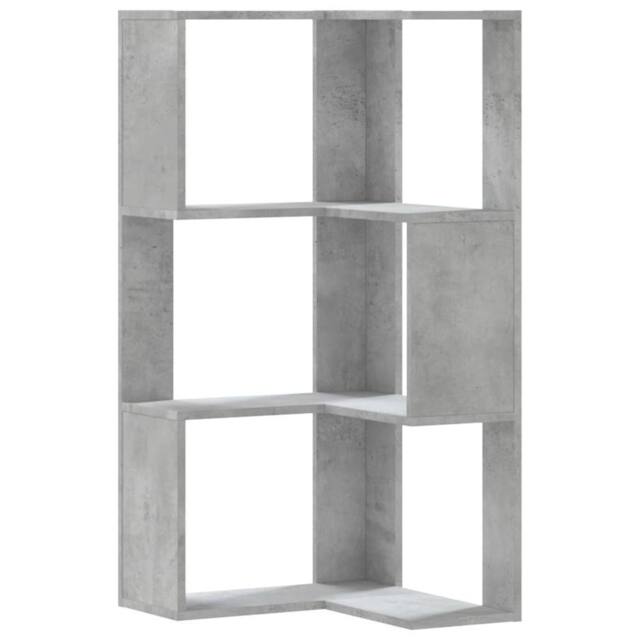 Berkfield Home Corner Bookcase 3-Tier Concrete Grey 50x50x102 cm Engineered Wood - Size: 50 x 50 x 102 cm - image 1