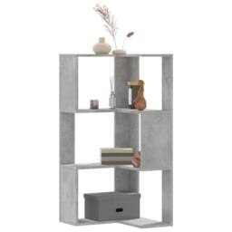 Berkfield Home Corner Bookcase 3-Tier Concrete Grey 50x50x102 cm Engineered Wood - Size: 50 x 50 x 102 cm - thumbnail 2