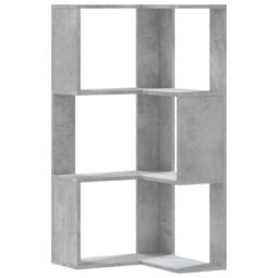 Berkfield Home Corner Bookcase 3-Tier Concrete Grey 50x50x102 cm Engineered Wood - Size: 50 x 50 x 102 cm