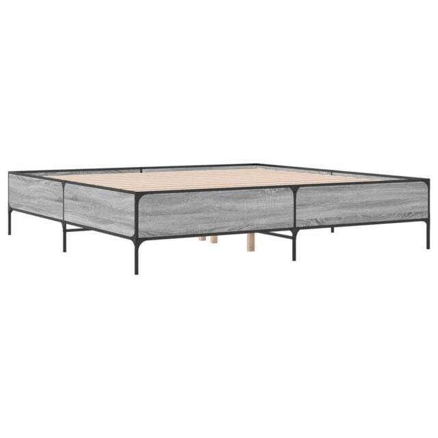 Berkfield Home Durable Bed Frame without Mattress Grey Sonoma 200x200 cm - image 1