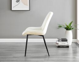 FurnitureboxUK Santorini Brown Round Dining Table & 6 Pesaro Black Leg Chairs in Cream - thumbnail 9