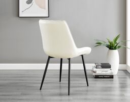 FurnitureboxUK Santorini Brown Round Dining Table & 6 Pesaro Black Leg Chairs in Cream - thumbnail 6