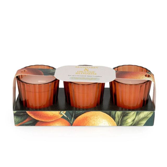 Candlelight Set of 3 Mini Votive Candles Mandarin & Orange Blossom - image 1