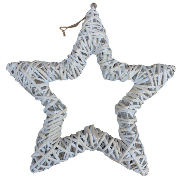 Red Hamper Wicker White Wash Open Star - image 1