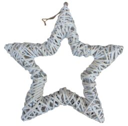 Red Hamper Wicker White Wash Open Star - thumbnail 1