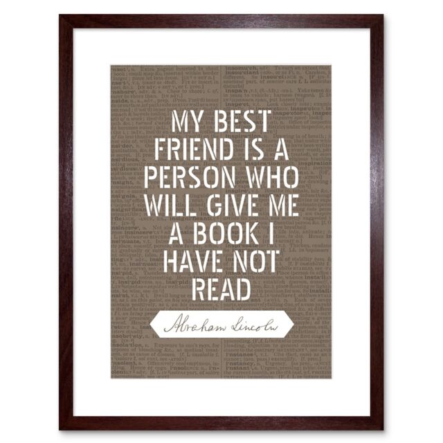 "Artery8 Wall Art Print Dictionary Page Quote Abraham Lincoln Best Friend Book Artwork Framed 9X7 Inch in Brown - Size: W7"" x H9""" - image 1