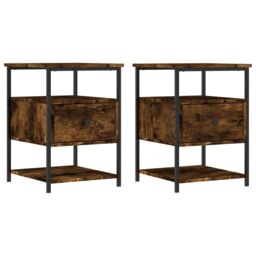 Berkfield Home Bedside Cabinets 2 pcs Smoked Oak 40x42x56 cm Engineered Wood in Brown - Size: 40 x 42 x 56 cm - thumbnail 2