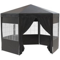 OUTSUNNY 3.9m Outdoor Gazebo Canopy Party Tent with 6 Removable Side Walls in Black - thumbnail 2