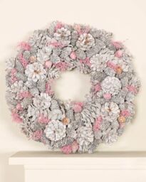 Dibor Silver & Pink Amelia Pinecone Door Christmas 39cm with Garland 1.2m - thumbnail 4