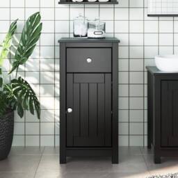 Berkfield Home Bathroom Cabinet BERG Black 40x34x80 cm Solid Wood Pine - Size: 40 x 34 x 80 cm