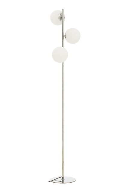 Orsina Chrome Floor Lamp With White Glass Shades, Sleek Metal Frame With Sturdy Base, Modern Floor Lighting in Silver - image 1