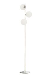 Orsina Chrome Floor Lamp With White Glass Shades, Sleek Metal Frame With Sturdy Base, Modern Floor Lighting in Silver