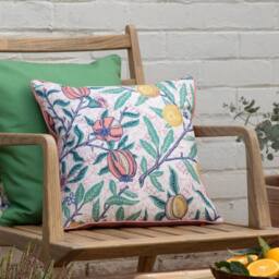 Morris & Co Fruits Outdoor Cushion in Coral - Size: 45 cm x 45 cm