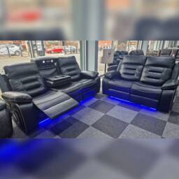 Furniture 786 Family Cinema Hafsa Leather Electric Recliner in Black - thumbnail 2