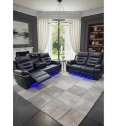 Furniture 786 Family Cinema Hafsa Leather Electric Recliner in Black