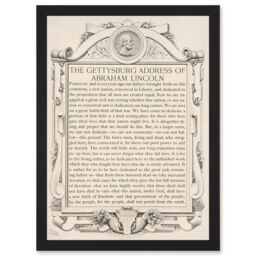 Artery8 Gettysburg Address Abraham Lincoln USA President A4 Artwork Framed Wall Art Print in Black - thumbnail 1