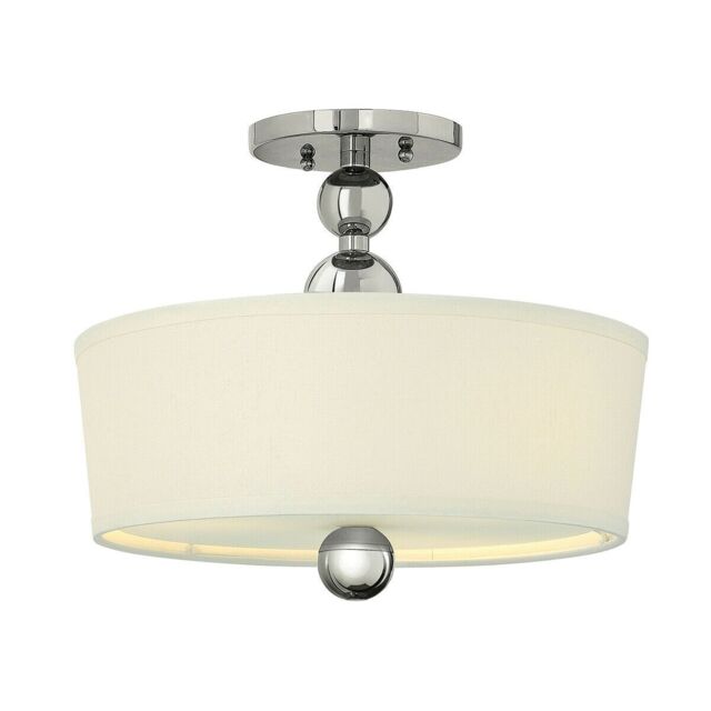Loops 3 Bulb Semi Flush Light Highly Polished Nickel Finish LED E27 60W Bulb in Metallics