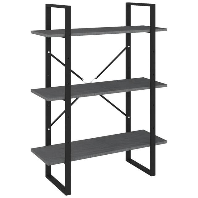 Berkfield Home 3-Tier Book Cabinet Grey 80x30x105 cm Solid Pine Wood - Size: 80 x 30 x 105 cm - image 1