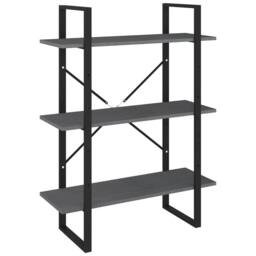 Berkfield Home 3-Tier Book Cabinet Grey 80x30x105 cm Solid Pine Wood - Size: 80 x 30 x 105 cm - thumbnail 1