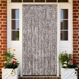 Berkfield Home Insect Curtain Brown & White 100x220 cm Chenille - thumbnail 1